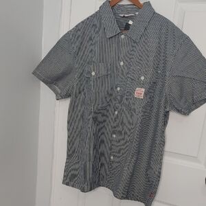 Levi's Blue and White Striped Men's Shirt